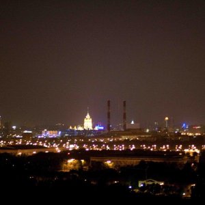 Ночная москва, вид со смотровой площадки МГУ