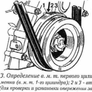 Совмещение метки на шкиве и блоке