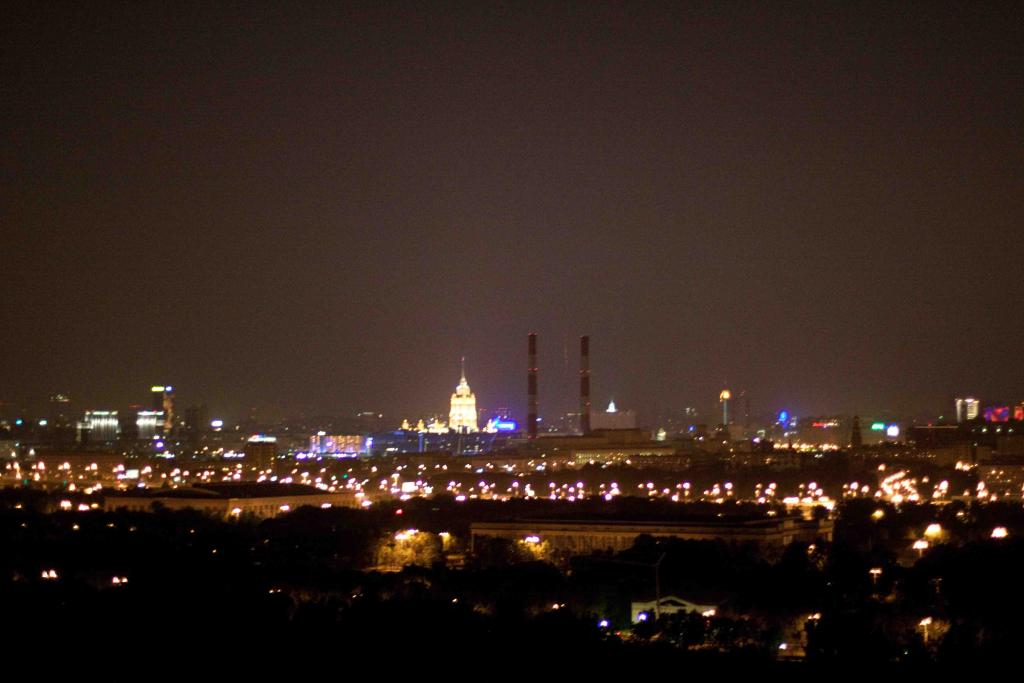 Ночная москва, вид со смотровой площадки МГУ