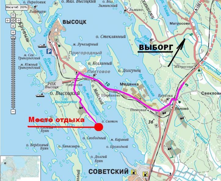 Подробная карта места отдыха