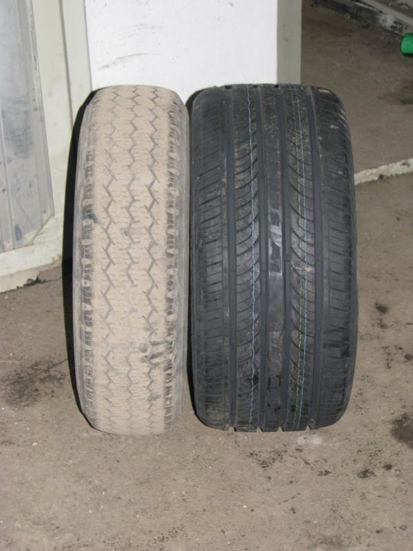 Шинки задние в левом углу ринга 195х70 R14 - Мишлен, в правом 275х40 R17 Maxtrek