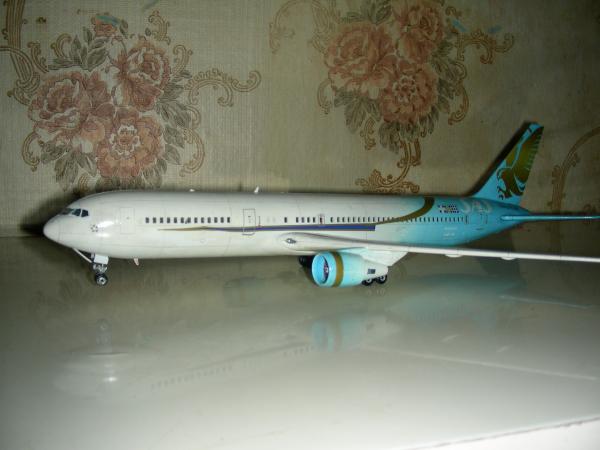 боинг 737 египетских авиалиний, если не ошибаюсь. 1:72 ревел.
модель нашпигована светодиодами - имитация посадочных огней + внутреннего освещения, тож